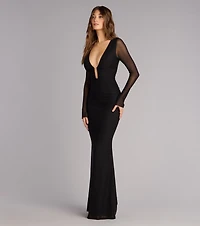 Eileen Mesh Long Sleeve Mermaid Formal Dress