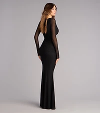 Eileen Mesh Long Sleeve Mermaid Formal Dress