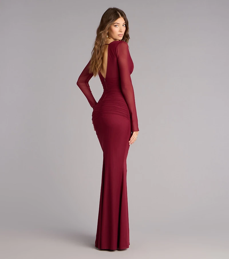 Eileen Mesh Long Sleeve Mermaid Formal Dress