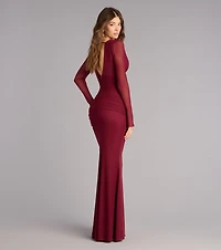 Eileen Mesh Long Sleeve Mermaid Formal Dress