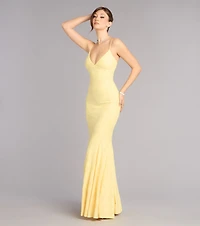 Payton Floral Jacquard Lace-Up Mermaid Dress