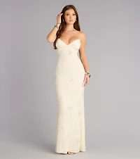 Elliana Beaded Floral Mermaid Dress