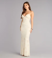 Elliana Beaded Floral Mermaid Dress