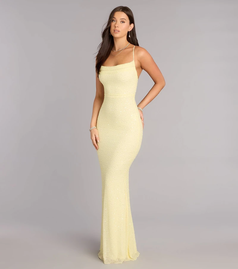 Meara Beaded Sequin Mermaid Formal Dress