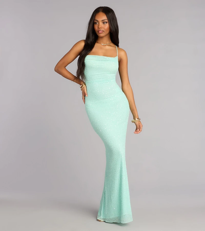 Meara Beaded Sequin Mermaid Formal Dress
