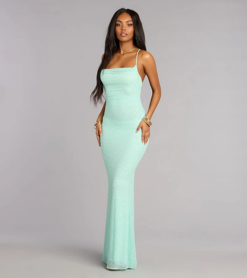 Meara Beaded Sequin Mermaid Formal Dress