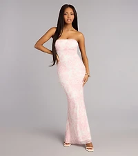 Olivia Beaded Floral Mermaid Formal Dress