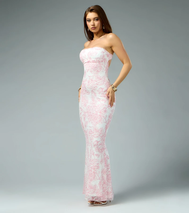 Olivia Beaded Floral Mermaid Formal Dress