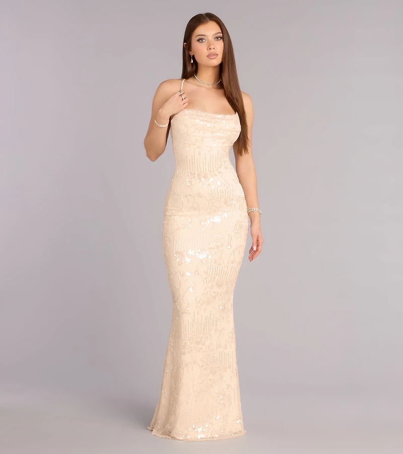 Sera Formal Sequin Beaded Mermaid Dress