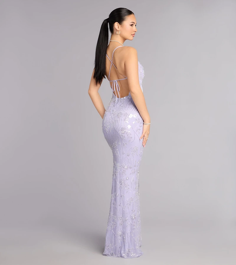 Sera Formal Sequin Beaded Mermaid Dress