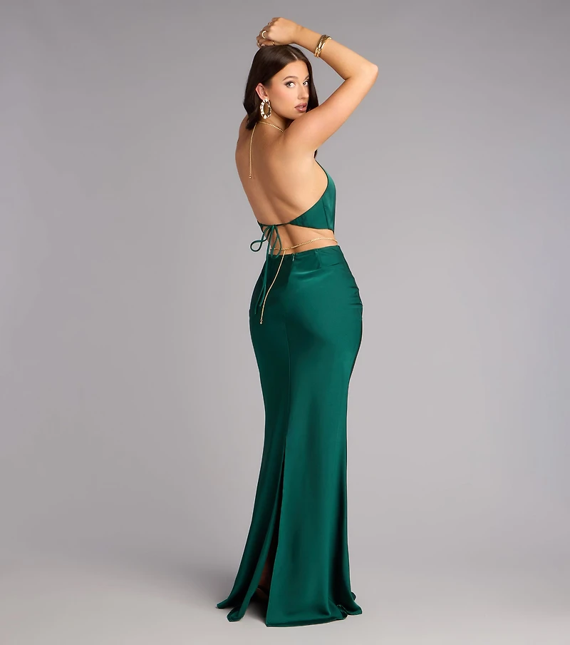 Patricia Satin Chain Column Formal Dress