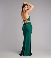 Patricia Satin Chain Column Formal Dress