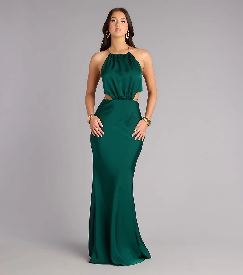 Patricia Satin Chain Column Formal Dress