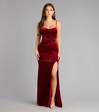 Giselle Sleeveless Slit Mermaid Velvet Formal Dress
