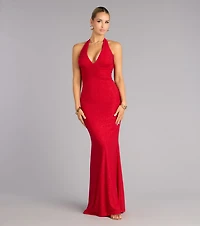 Maribeth Glitter Strappy Back Mermaid Formal Dress