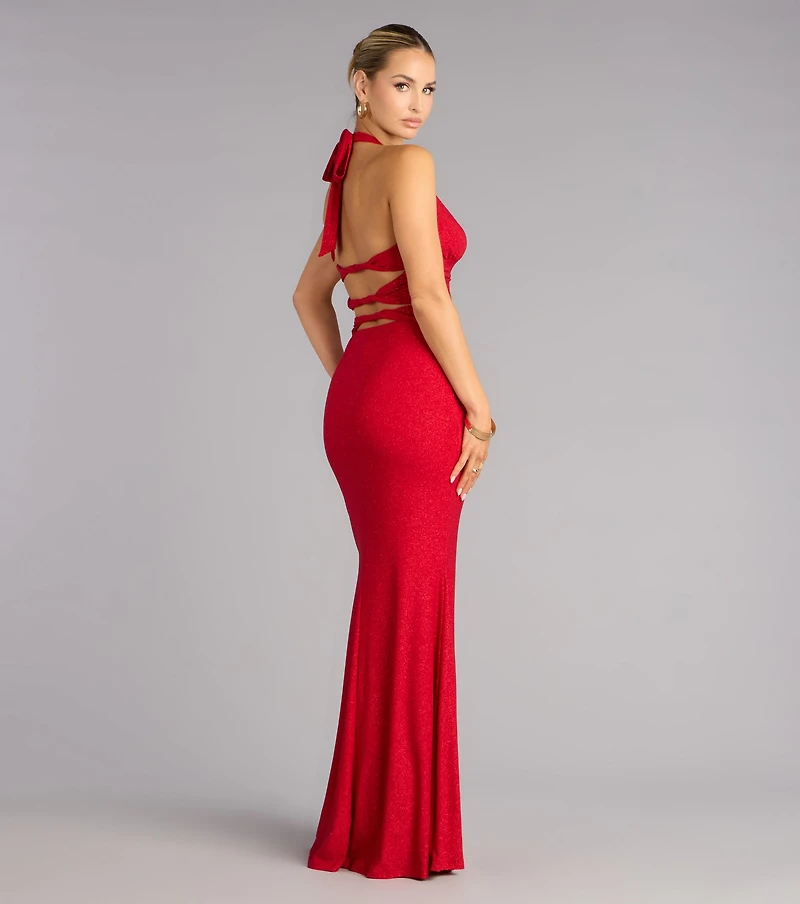 Maribeth Glitter Strappy Back Mermaid Formal Dress