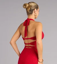 Maribeth Glitter Strappy Back Mermaid Formal Dress