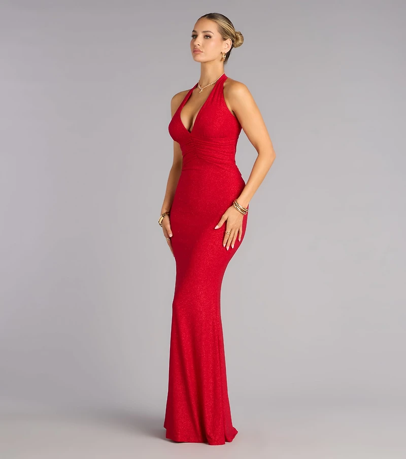 Maribeth Glitter Strappy Back Mermaid Formal Dress