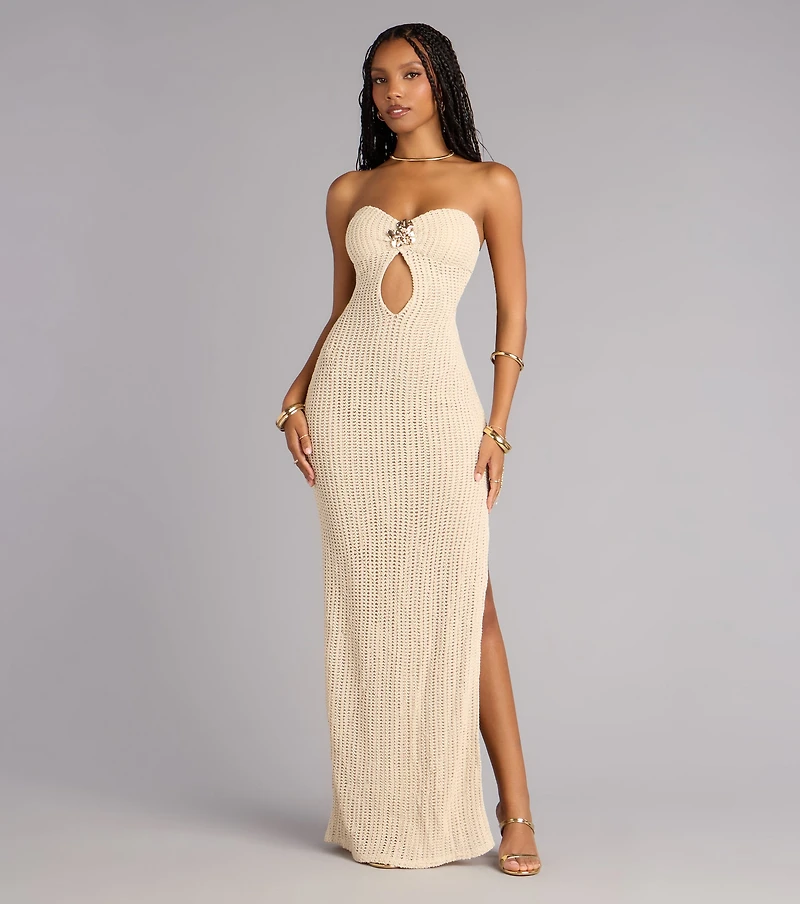Catrina Crochet Slit Formal Dress