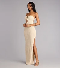 Catrina Crochet Slit Formal Dress