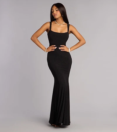 Sheila Glitter Lace-Up Formal Dress