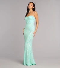 Savanna Floral Sequin Lace-Up Formal Dress