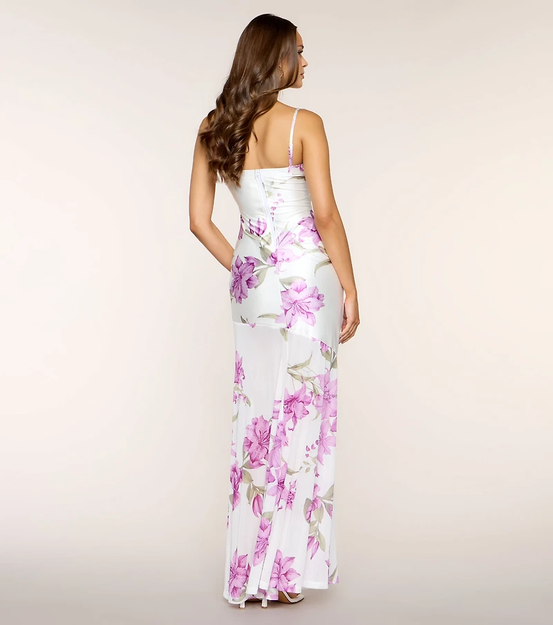 Kenzie Floral Formal Dress With Bag