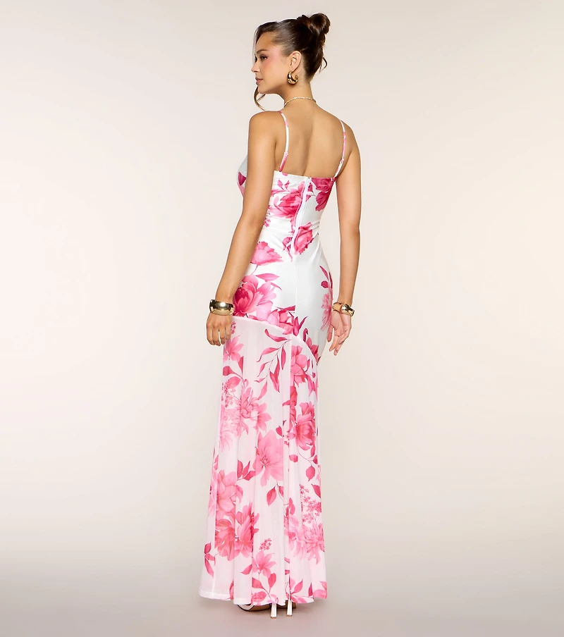 Kenzie Floral Formal Dress With Bag