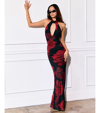Hollie Floral Halter Mermaid Formal Dress