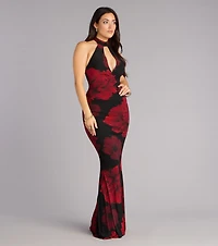 Hollie Floral Halter Mermaid Formal Dress