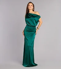Clare Satin Off-The-Shoulder Mermaid Dress