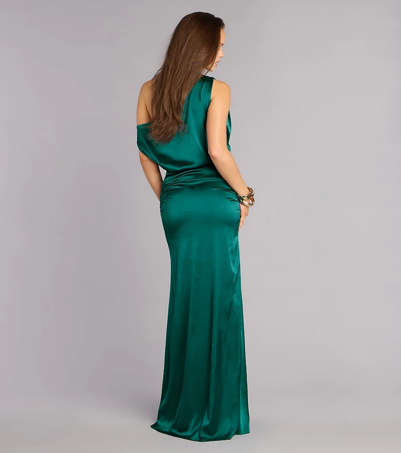 Clare Satin Off-The-Shoulder Mermaid Dress