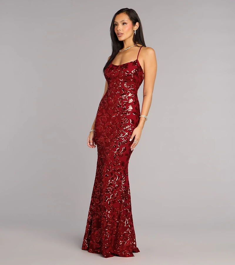 Betty Sequin Strappy Mermaid Formal Dress