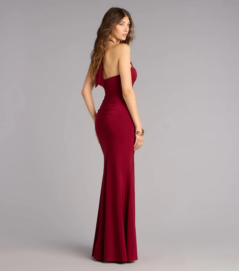 Lilian Halter Flower Cutout Mermaid Formal Dress