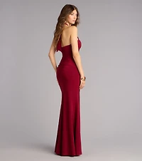 Lilian Halter Flower Cutout Mermaid Formal Dress