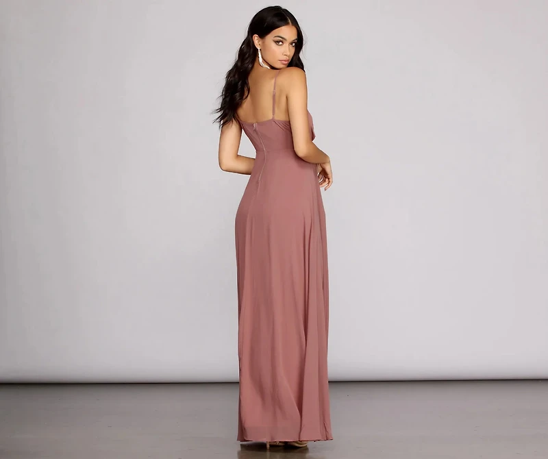 Yelena Chiffon Slit Gown