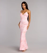 Elsie Sequin Lace-Up Formal Dress