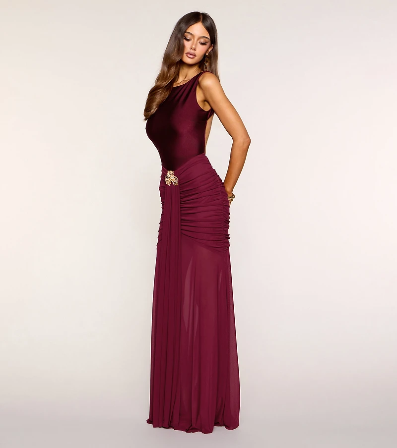 Myra Mesh Open Back Formal Dress