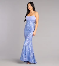 Indie Sequin Bow Column Formal Dress