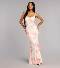 Liliane Floral Sequin Mermaid Formal Dress