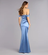 Melodie Satin Off-Shoulder Formal Dress