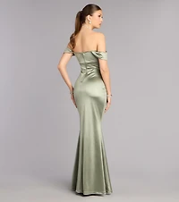Melodie Satin Off-Shoulder Formal Dress