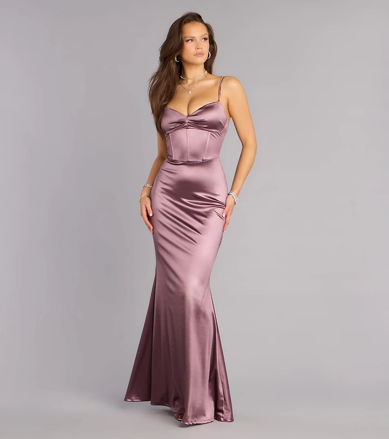 Aven Satin Lace-Up Mermaid Formal Dress