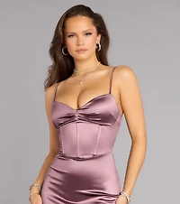 Aven Satin Lace-Up Mermaid Formal Dress