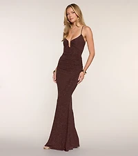 Alicia Glitter Lace-Up Formal Dress