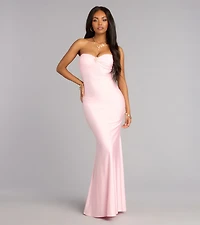 Zooey Faux Pearl Trim Mermaid Formal Dress