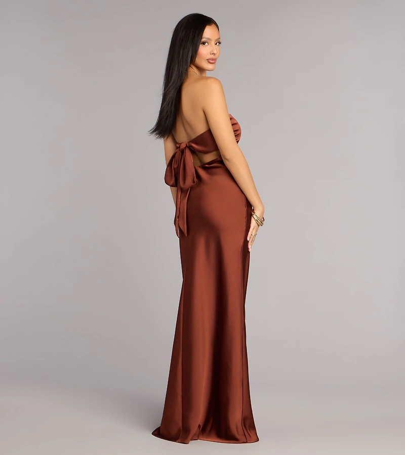 Brienna Satin Tie A-Line Formal Dress