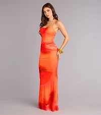 Amy Floral Rhinestone Mesh Formal Dress