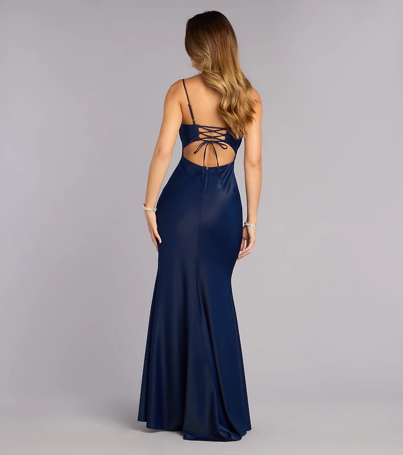 Debra Lace-Up Slit Formal Dress