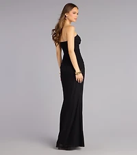 Sienna Mesh Ruffle Slit Formal Dress